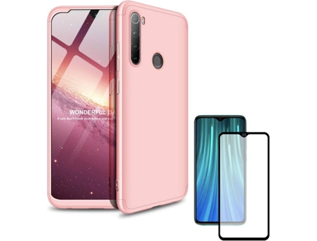 Funda y Protector de Pantalla Xiaomi Redmi Note 8 PHONESHIELD Slim Armor 360º / Flexguard Full Rosa