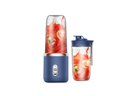 SODIAL Licuadora Exprimidor 6 Cuchillas con Taza y Tapa Licuadora Portatil Recargable USB para Jugo de Frutas Pequenas Azul