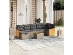 Conjunto de sofás de jardín de 8 piezas DKD Home Decor con cojines de mimbre gris