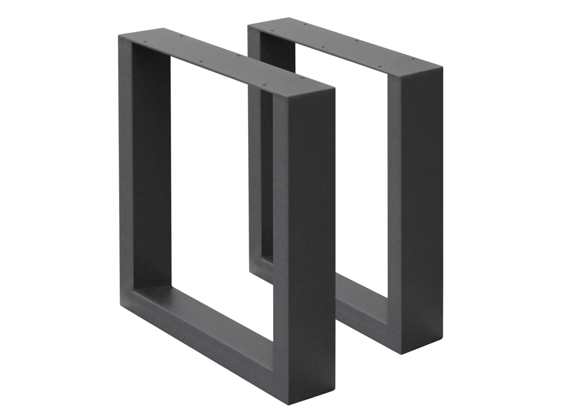 Set de 2 Patas de mesa o banco industrial ECD 40 x 43 cm acero antracita diseño cuadrado