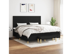 Cama Box Spring Con Colchón Tela Negro 200x200 Cm