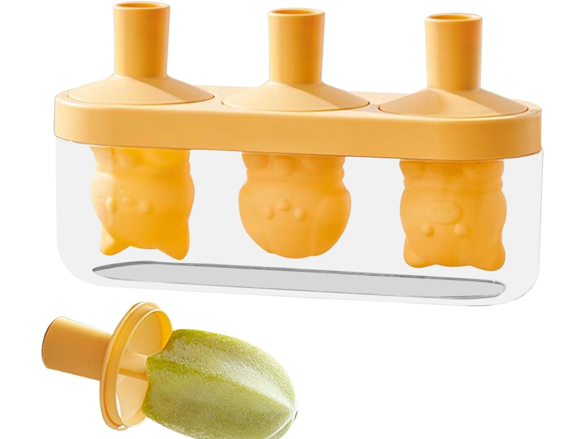 Molde Para Paletas Heladas De Silicona A Prueba Fugas Con Forma Gato Cubitos Hielo 3 Cavidades Utensilio Cocina Postres