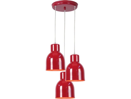 Lámpara de Techo TOSEL Carlson 3 Bombillas 30 cm (Rojo - E27 - Máx. 40W - Metal)