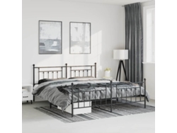 Estructura Cama Sin Colchón Con Estribo Metal Negro 193x203 Cm