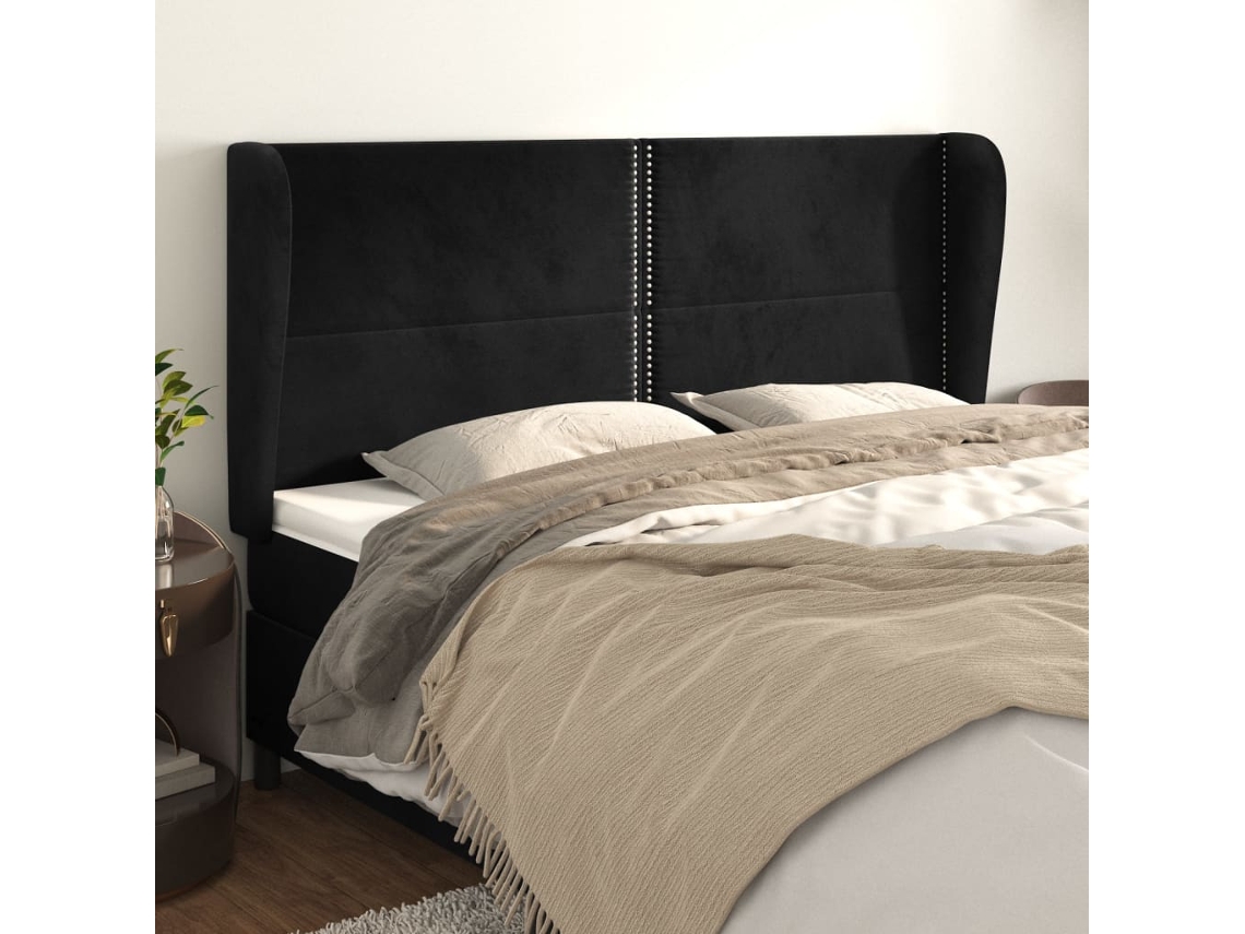 Cabecero Con Orejas De Terciopelo Gris Claro 183x23x118/128 Cm