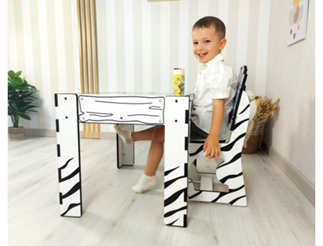 Mesa con silla para niños, caja de arena iluminada cebra divertida DANNYFUNNY
