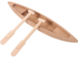 Maqueta De Barco De Madera En Miniatura Kichouse: Pequeño Barco De Madera Con Remos – Pieza Decorativa De Barco Sin