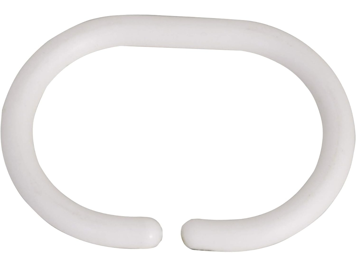 MSV 140286 12 Anillas de Plástico Blancas para Cortina de Ducha 6 x 4 cm Vayotoy