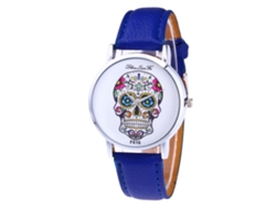 Reloj Analógico De Cuero Pu Para Hombre Simple De Cuarzo (azul Real)