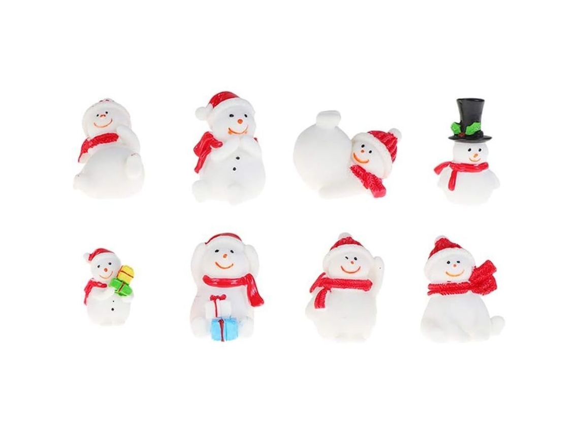 Decoración Navideña De Resina Con 8 Muñecos De Nieve En Miniatura Para Jardín Y Mesa.