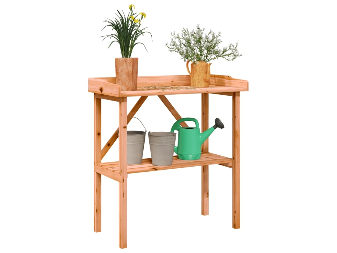 Mesa auxiliar  Mesa auxiliar  Mesa auxiliar para plantas con estante 78x38x82,5cm Abeto marrón Wsd222420 Lovely Home