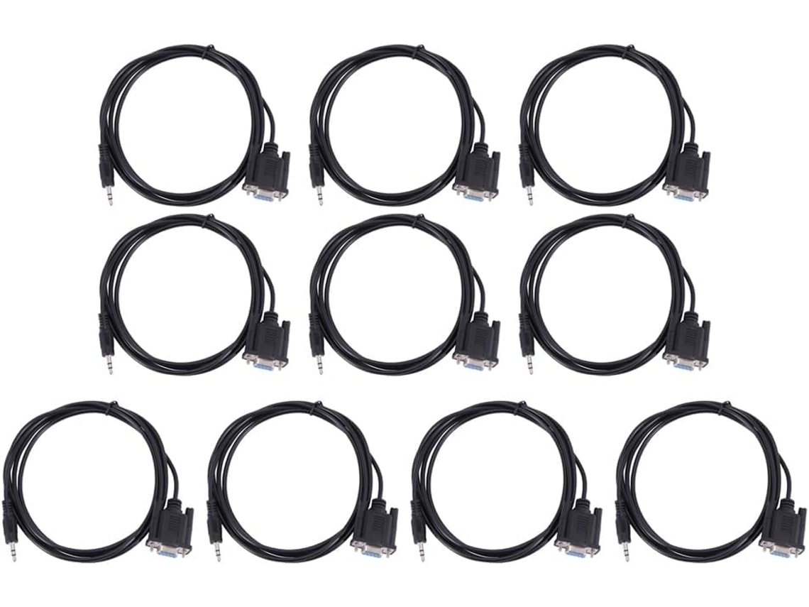 10 Cables De Datos Serie Estéreo Macho Vga Db9 De 9 Pines, Db De 3,5 Mm (1/8 De Pulgada) - 1,8 Metros (6 Pies)