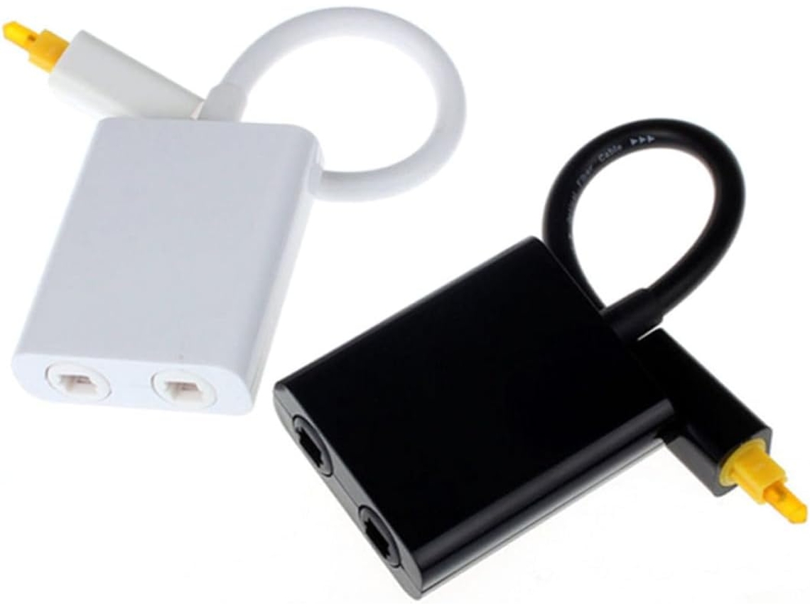 Adaptador De Audio Óptico Blanco, Divisor Digital, Entrada Y Dos Salidas.