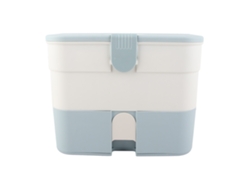 Caja Organizadora De Cosméticos De 2 Niveles Con Cajón Y Asa Para Maquillaje Y Esmaltes De Uñas - Azul