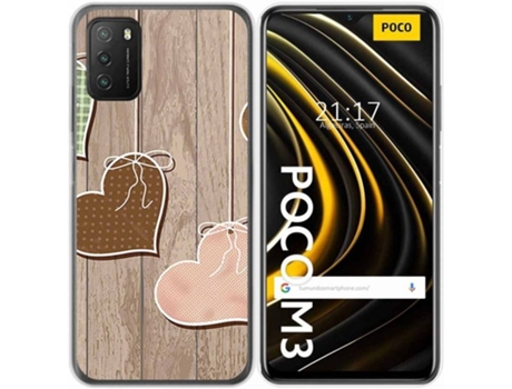 Carcasa Xiaomi Redmi 9T TUMUNDOSMARTPHONE Corazones Madera Multicolor