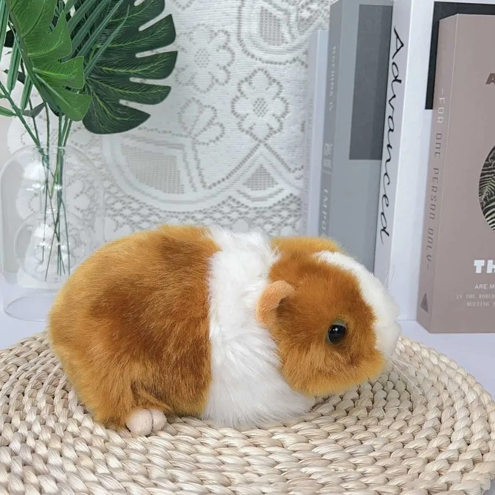 Peluche De Conejillo De Indias (marrón Y Blanco), Muñeco De Ratón De Peluche Realista, 18 Cm, Peludo.