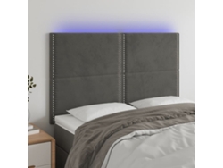 Cabecero Con Luces Led Terciopelo Gris Oscuro 144x5x118/128 Cm