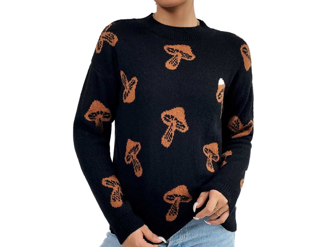 2026altiro-suéter De Punto Para Mujer Cuello Redondo Casual Estampado Pullover Invierno Otoño Primavera Halloween Negro Talla Xl