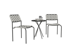 Conjunto De 3 Piezas De Poliratán Con 2 Sillas Apilables Y Una Mesa Gris.