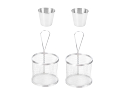 4 Pzs Mini Cesta Freidora de Acero Inoxidable para Cocina KOFIHETY