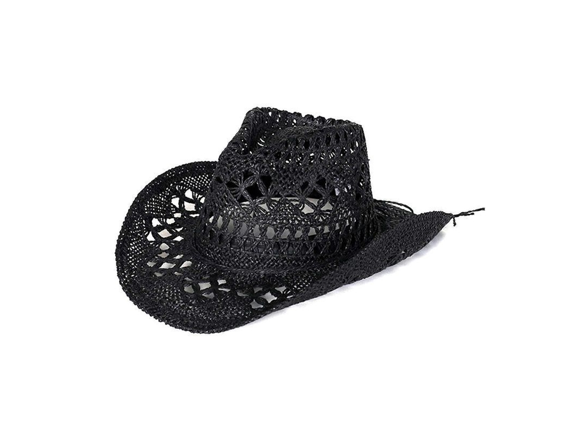 Sombrero Vaquero De Paja Plegable Con Ala Ancha Para Protección Solar, Estilo Moderno, Unisex, Blanco.