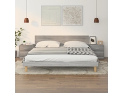 Mesa Cabeceira LOVELY HOME Mesinha 2Pcs 40X30X40Cm Derivado Madeira Cinzento Sonoma