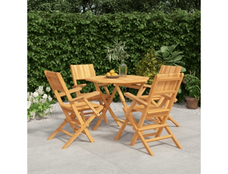 Conjunto 5 de comedor para jardín VIDAXL madera maciza de teca