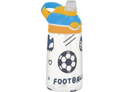 Botella De Agua Deportiva Ligera Con Pajita, Diseño Portería Fútbol, Azul Grado Alimenticio