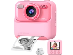 Cámara Digital Instantánea Para Niños, Pantalla Grande De 2,4 Pulgadas, Lentes Duales Frontal Y Trasera De 1080p, (rosa) Czhhmart
