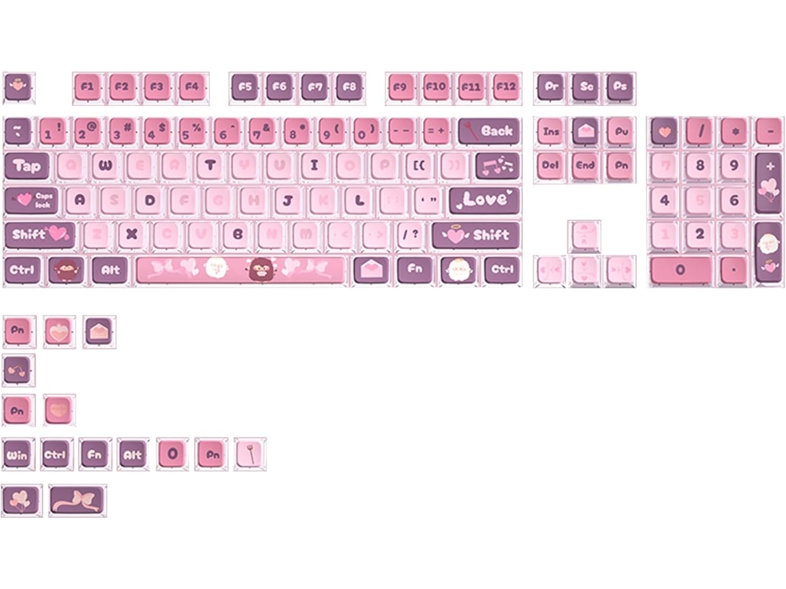 Teclas De Teclado Mecánico Con Estampado De Dibujos Animados, Resistentes A Las Manchas Y Funcionales.