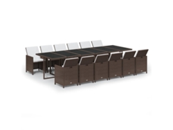 Maison Exclusive - Juego Comedor Jardín 13 Pzas Con Cojines Ratán Sintético Marrón