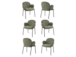 Sillas De Comedor Goeurvant 1235(pack De 6, Verde, Tela)