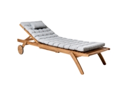 Espreguiçadeira De Jardim Com Encosto Ajustável Beliani Cesana Premium De Madeira De Acácia Castanho 61x195x80