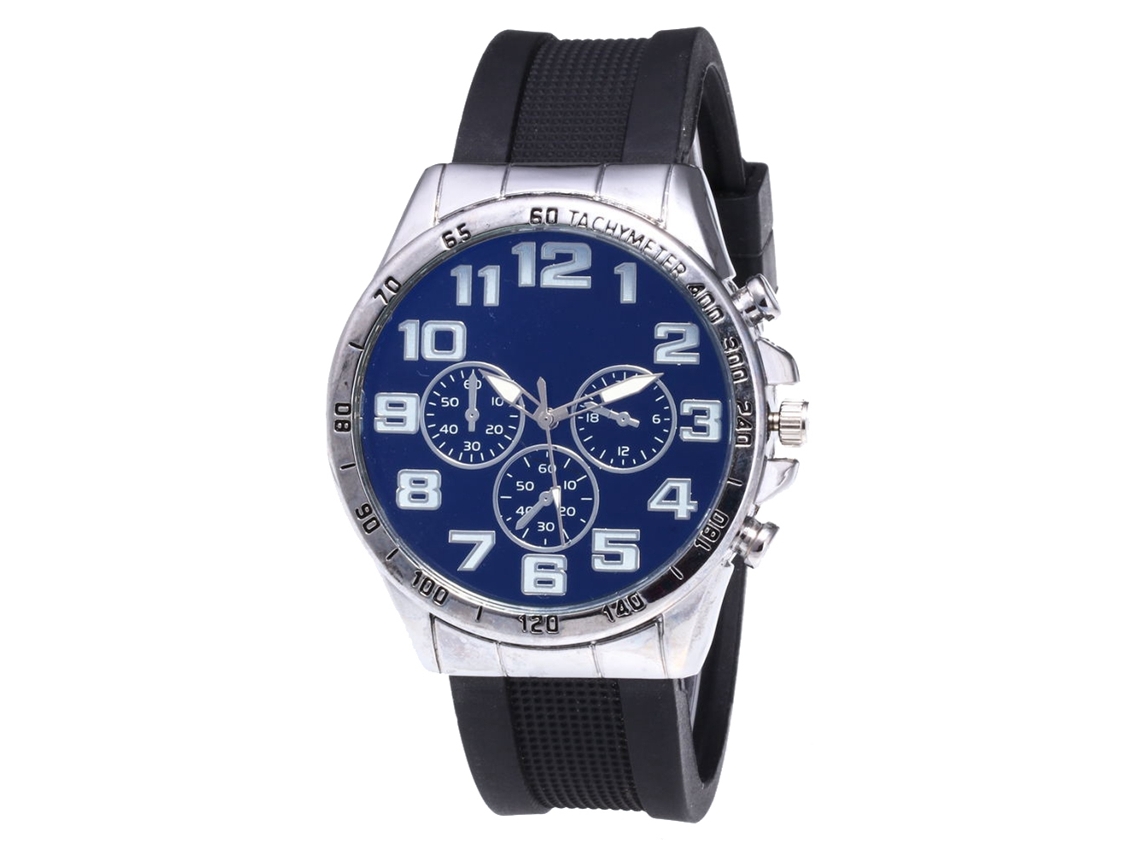 Reloj De Cuarzo Con Correa De Silicona Simple Dial Redondo Unisex Casual (plateado Azul)