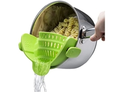 Agarradera de silicona ajustable con clip universal para ollas y sartenes, color verde lima.