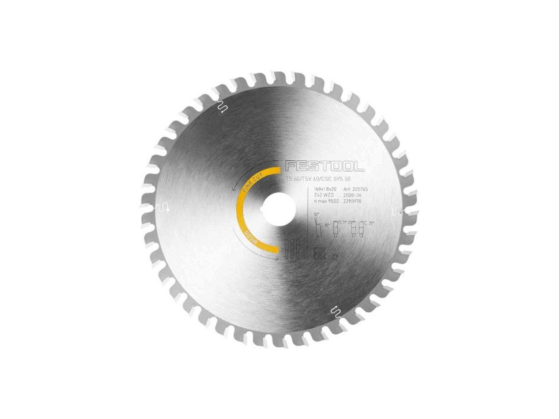 Hoja Sierra Circular Madera Corte Fino Hw 168X1,8X20 Wd42 FESTOOL 205765