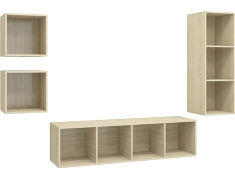 Conjunto 4 de muebles de salón VIDAXL madera ingeniería roble Sonoma