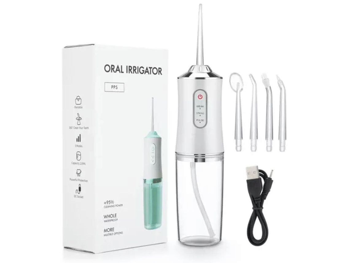 Irrigador Bucal Portátil Jet Floss Tooth Pick 4 Jet 220ml 3 Modos Ipx7 1400rpm Blanco Gertiz