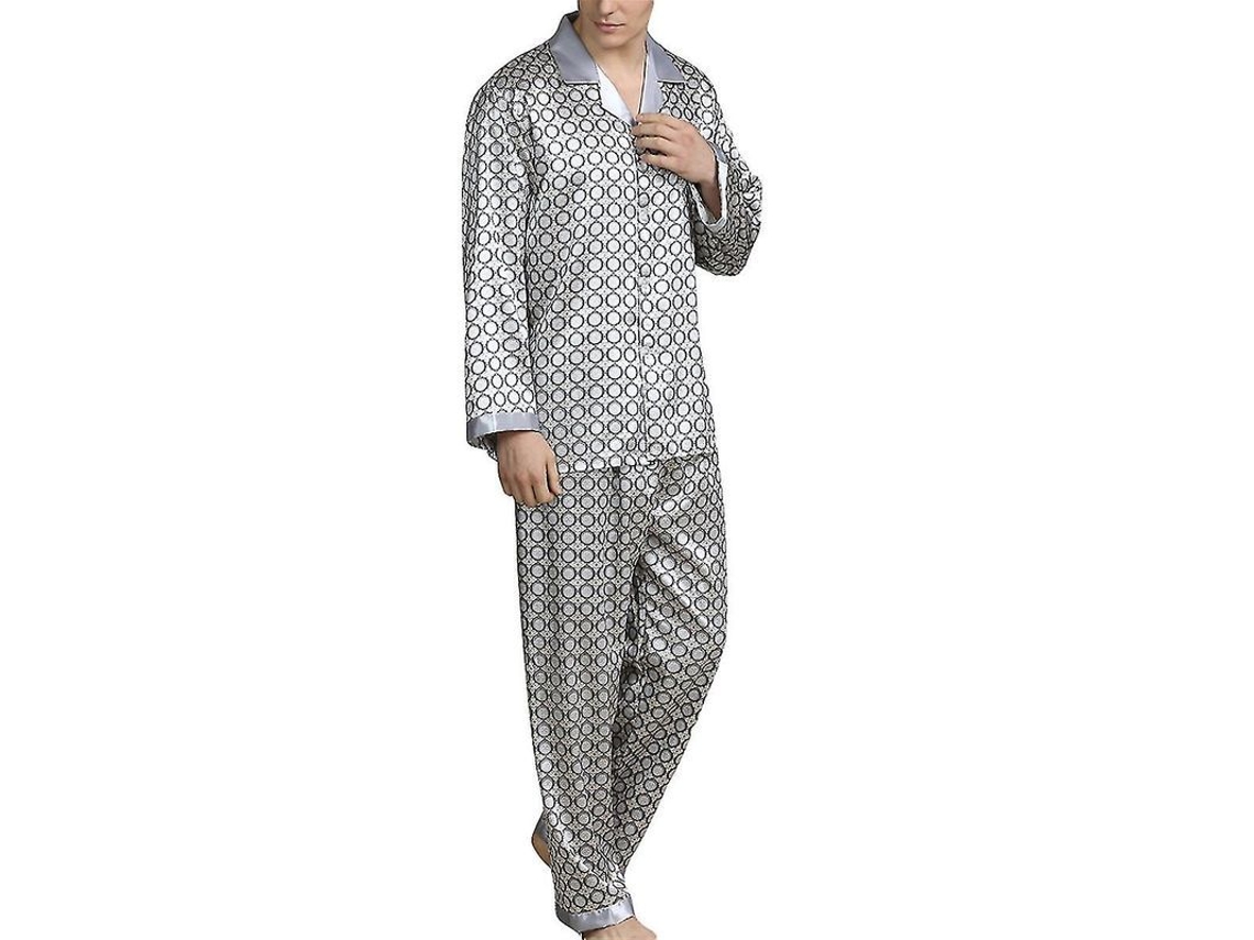 2026-pijama De Manga Larga Para Hombre Conjunto De Seda Suave Y Lujoso