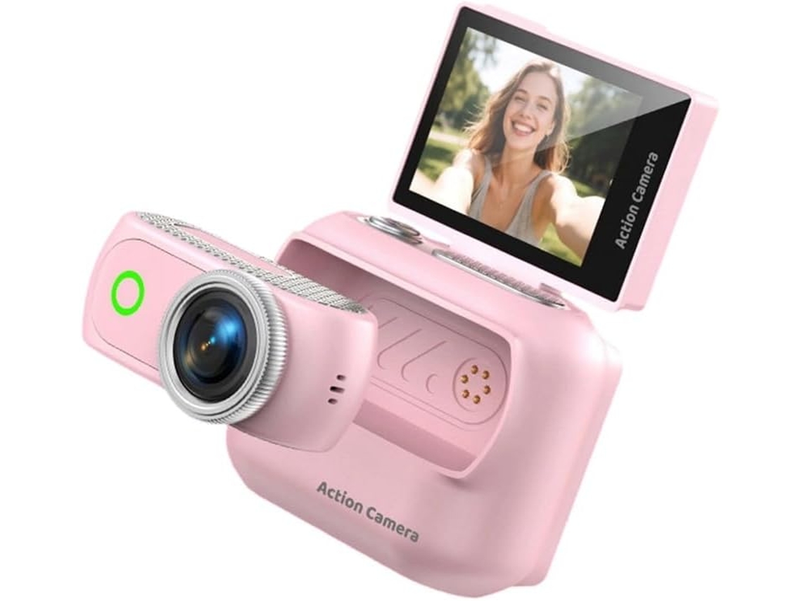 Mini Cámara Deportiva 1080p Con Grabación Nítida, Grabadora De Vlog Y Pantalla Abatible.