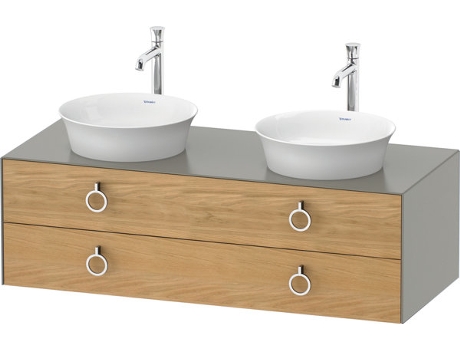 DURAVIT Tulip blanco, mueble de baño colgado en la pared, ancho 1300 x profundidad 550mm, con 2 cajones, con tirador, WT4993B