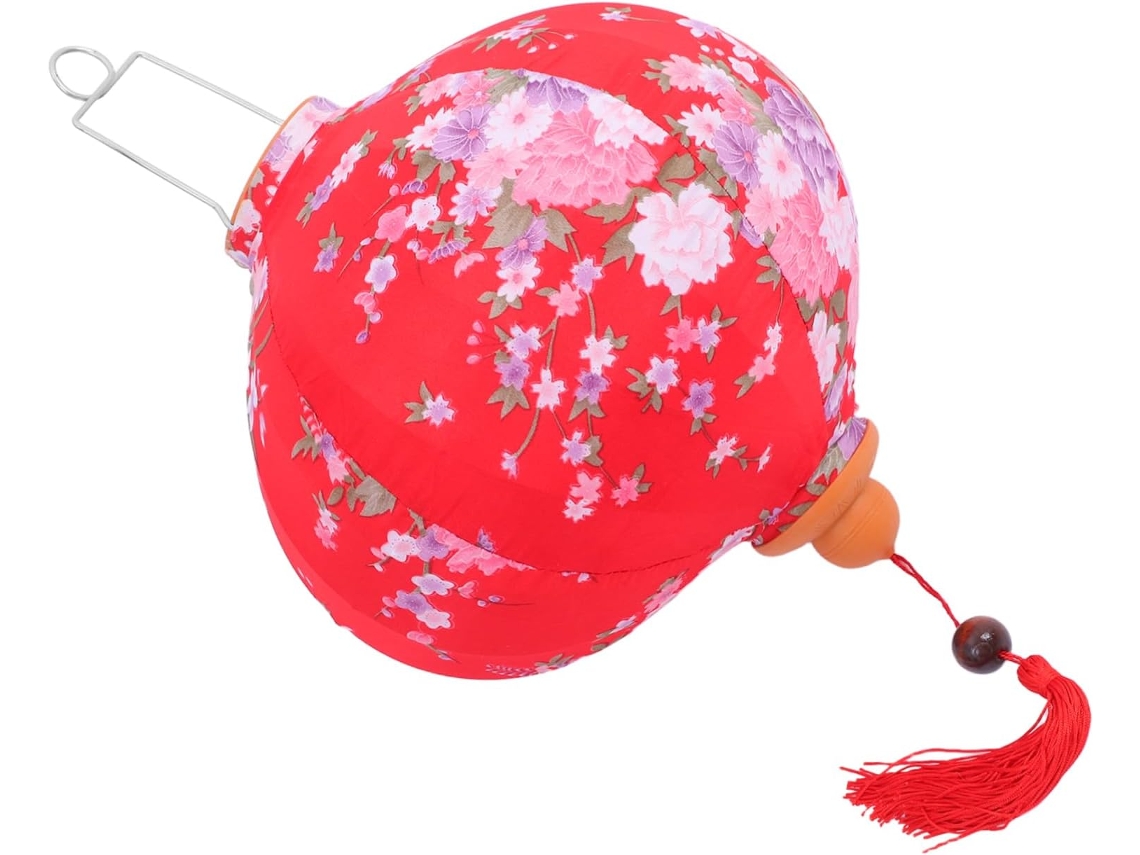 Linterna Decorativa Redonda De Satén Impermeable Con Forma De Flor Roja De 30 Cm, Ideal Para Colgar En Fiestas De Año Nuevo.