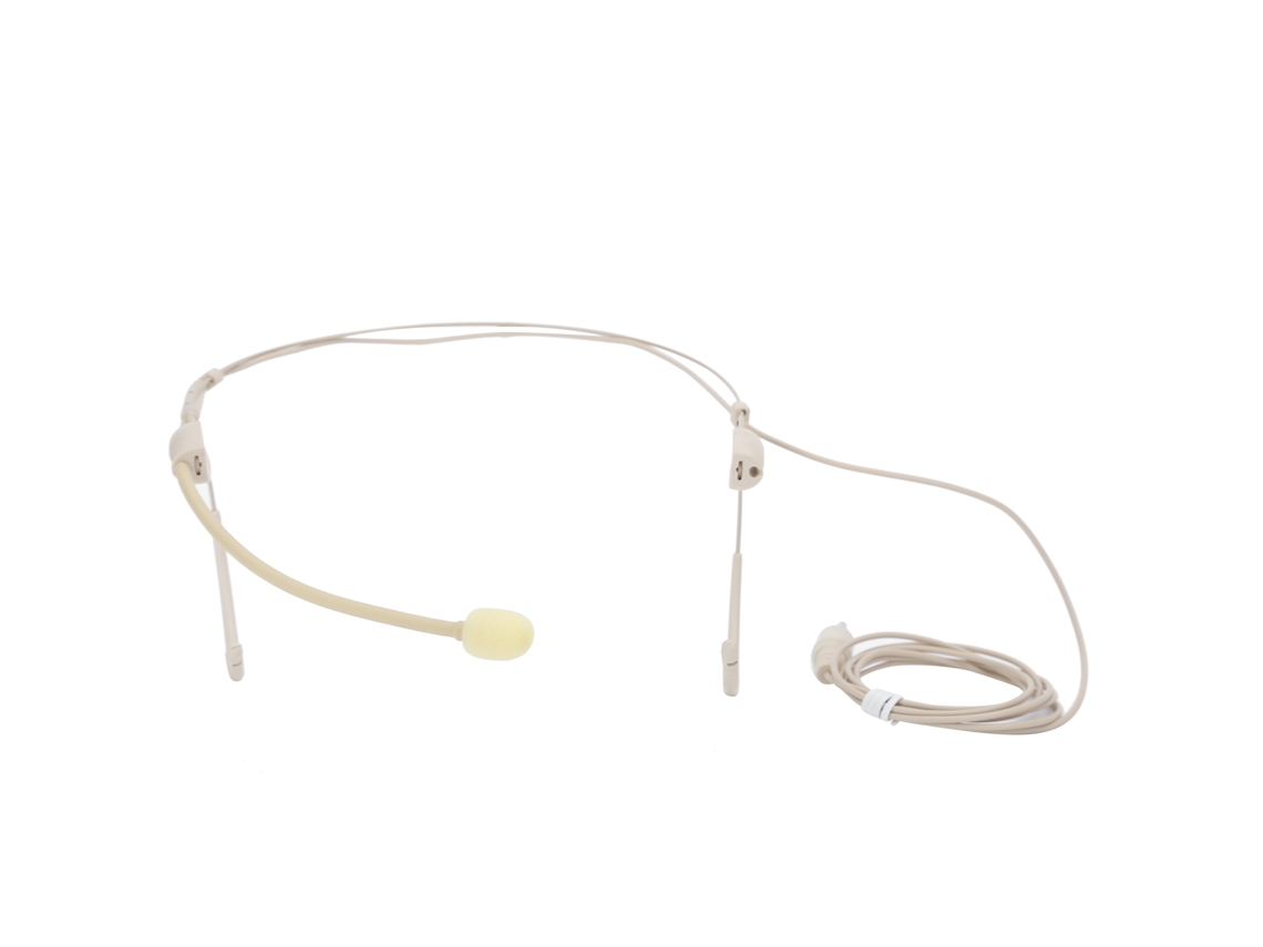 Microfone Condensador Binaural Com Gancho De Ouvido Plugue 3.5mm Bege Para Transmissor Bodypack