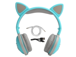 Auriculares Inalámbricos Bluetooth 5.0 Con Orejas De Gato, Luz Led Brillante, Plegables, Deportivos, Hifi, Verdes.
