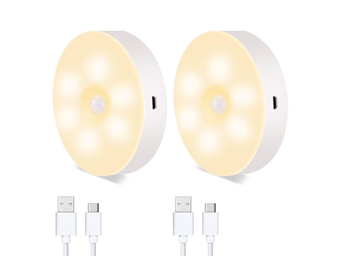 Pack de 2 luces nocturnas USB con sensor de movimiento magnético