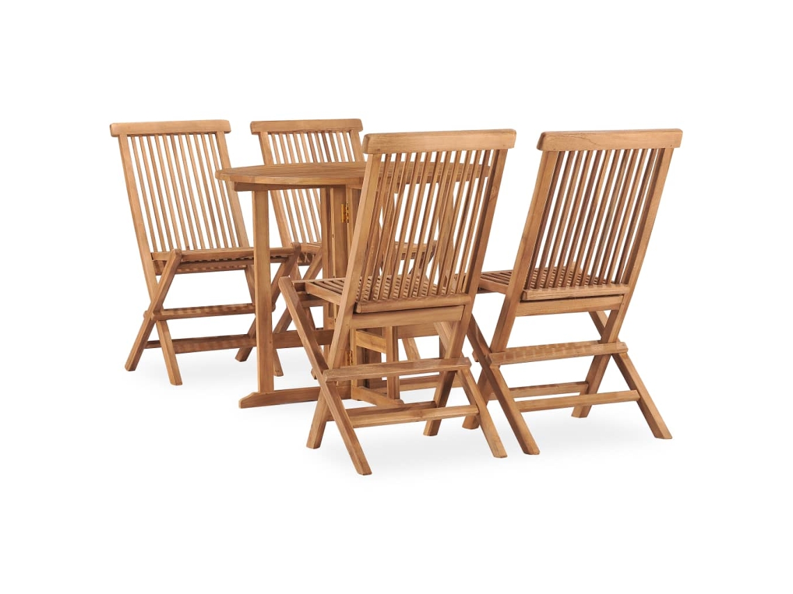 Juego de comedor plegable para exterior de 5 piezas en madera maciza de teca, Dkd Home Decor