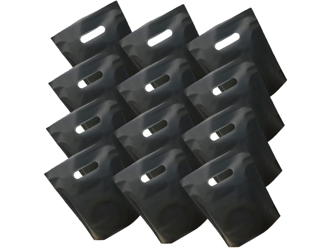 Paquete 50 Bolsas Compra Plegables Negras Hechas Plástico Grueso Tamaño Mediano Resistentes Reutilizables