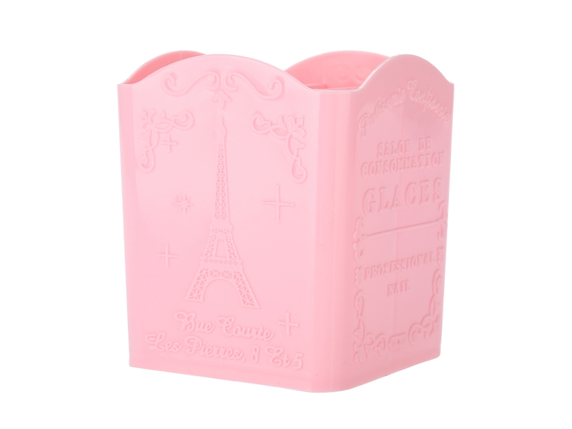 Contenedor de almacenamiento Rebe-casa con estampado de la Torre Eiffel rosa para artículos de papelería, cosméticos y herramientas de manicura.
