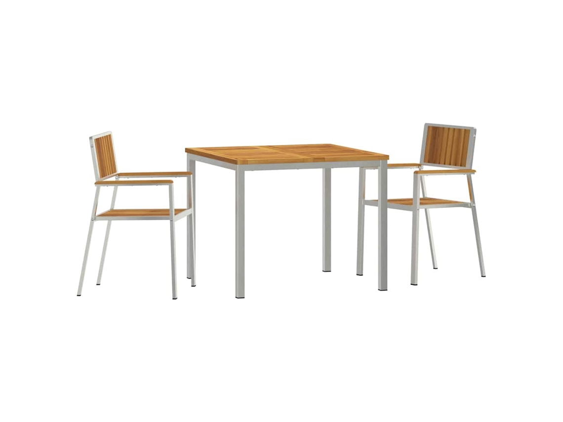 Maison Exclusive - Juego de comedor de exterior de 3 piezas en madera maciza de acacia.