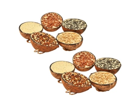 vidaXL Comida para pájaros en mitades de cocos 10 unidades 290 g